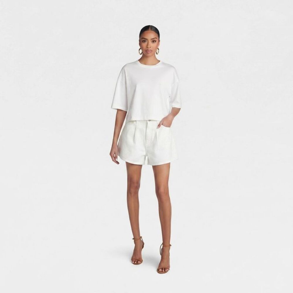 KBB by KAHLANA Women’s ‘The Pleated Denim Shorts’ - White 14 - Picture 3 of 3